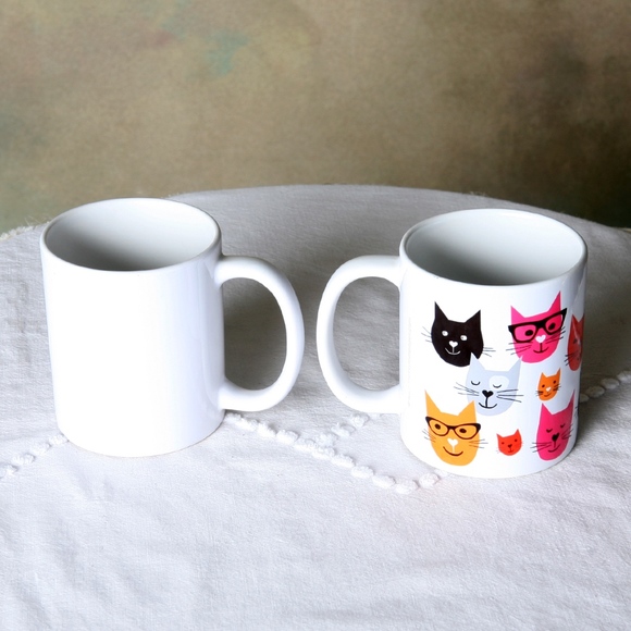 Vintage Pair of Unique Super Cute Cat Mugs - Picture 2 of 8